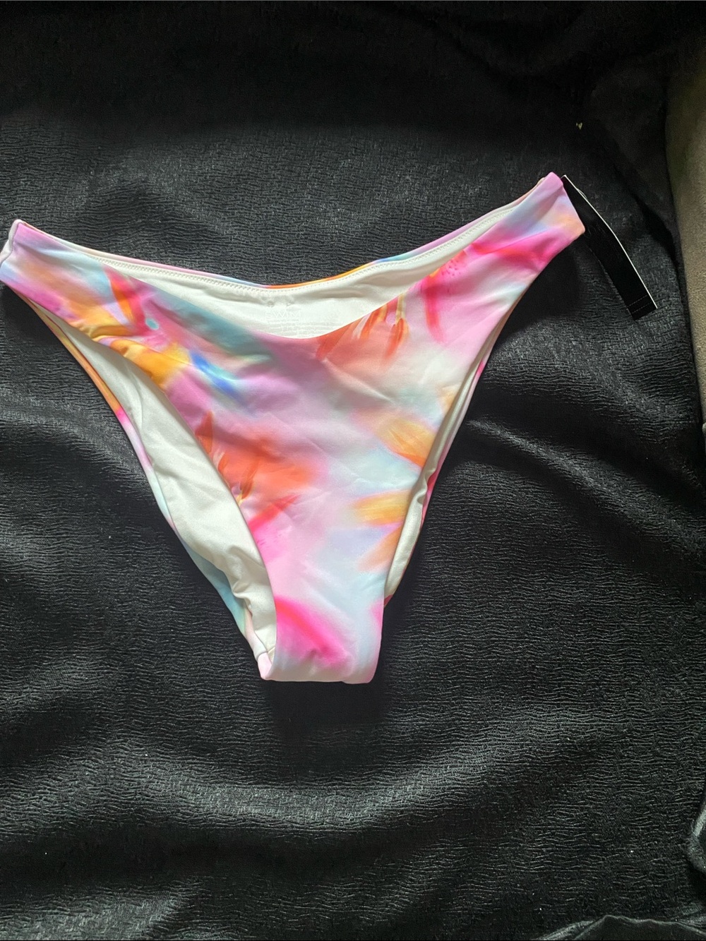 Victoria's Secret White Bikini Bottom with Pink, Orange & Blue Tie-Dye